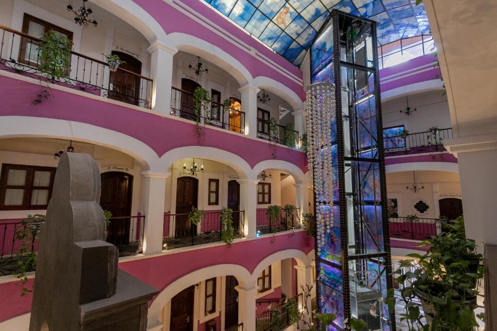 a view of a building with a glass ceiling at Casona Maria in Puebla