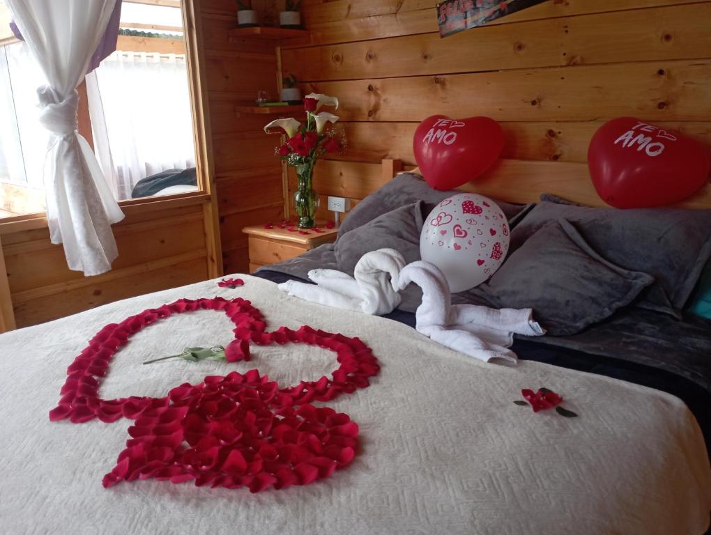 Postel nebo postele na pokoji v ubytování Cabaña La Granja tomine
