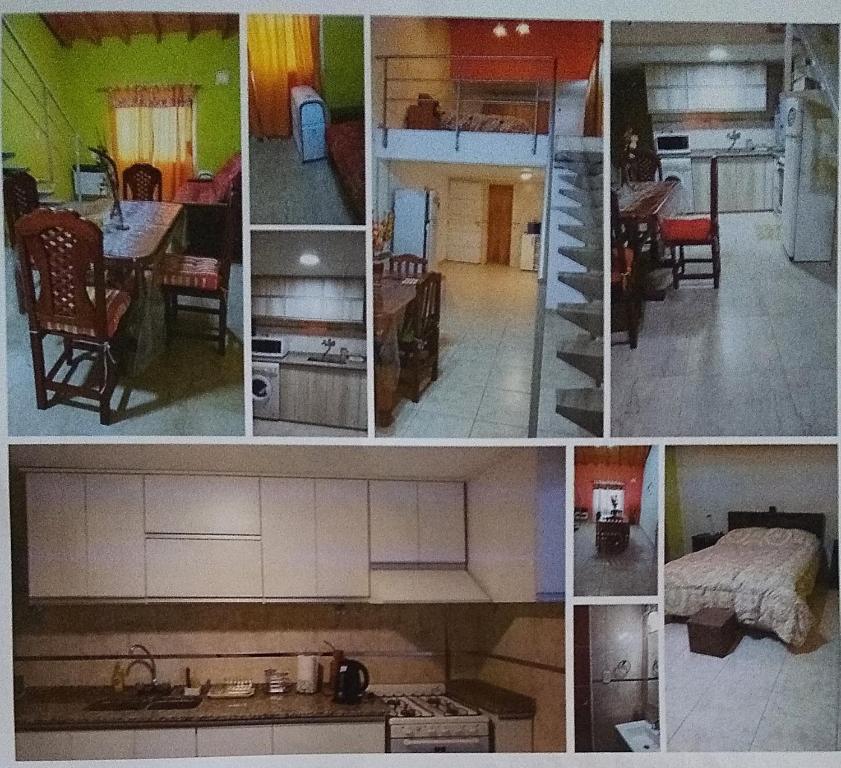 un collage de fotos de una cocina y una habitación en Aire Montañas en Malargüe