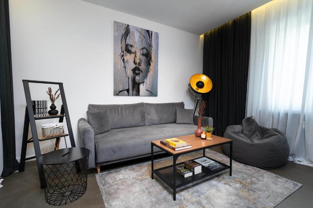 A seating area at The Grey Apartment