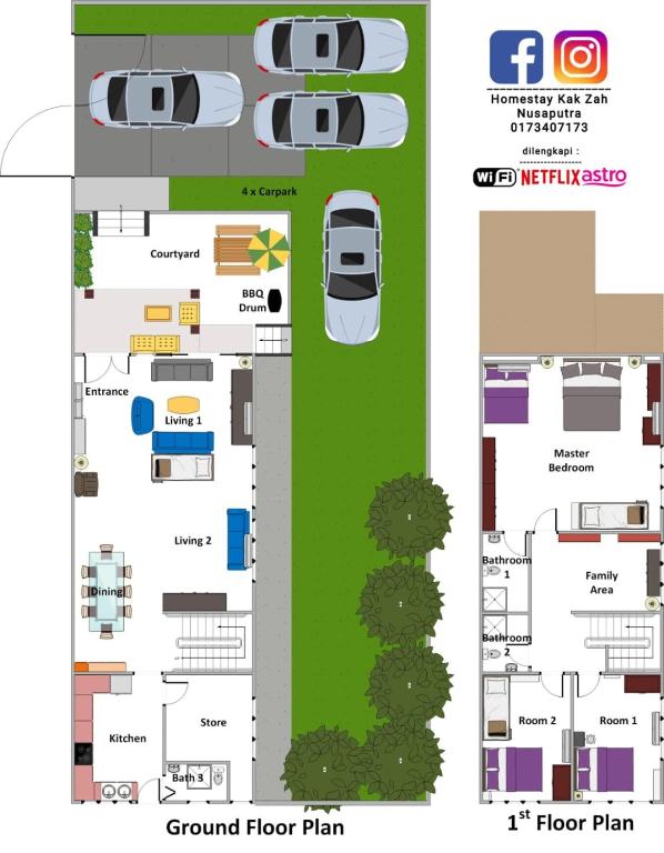 Homestay Kak Zah Nusaputra 4Room at Puchong Cyberjaya Putrajaya SplashMania - Casa De Cuatro Dormitorios