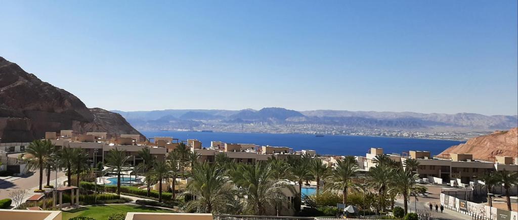 a view of the dead sea from a resort at Al Raha Village Aqaba in Aqaba