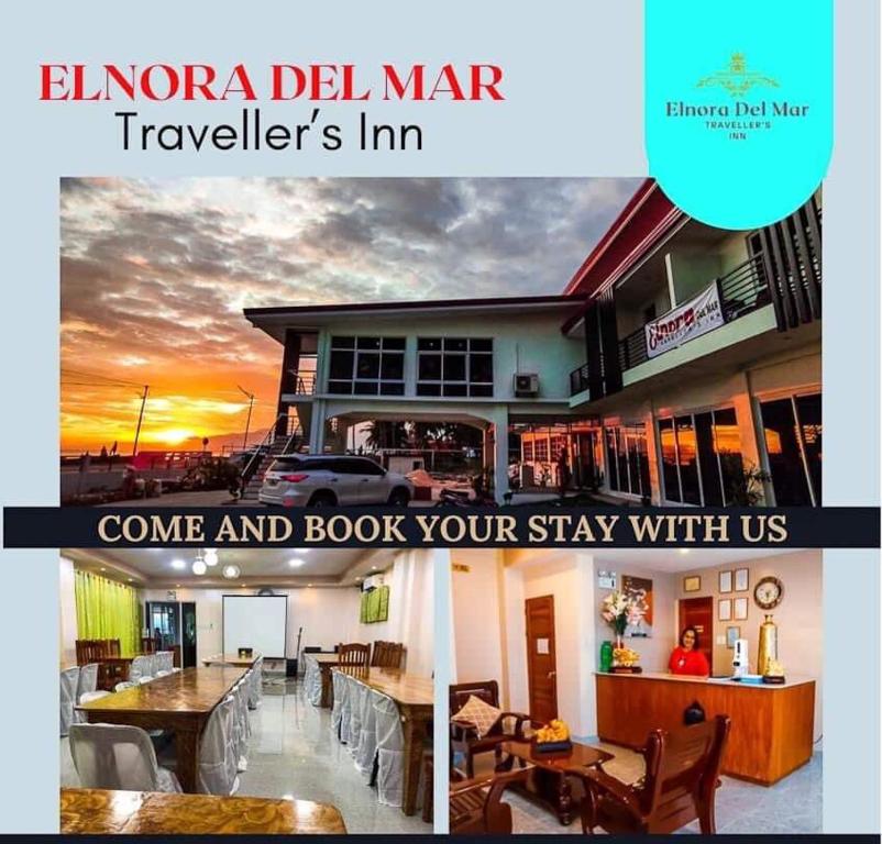 un collage de deux images d’un voyageur dans l'établissement Elnora Delmar Travellers Inn, à Siquijor