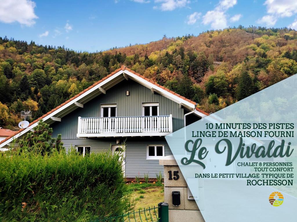 a house with a sign in front of it at Le Vivaldi, Au cœur du massif vosgien avec terrain de pétanque in Rochesson