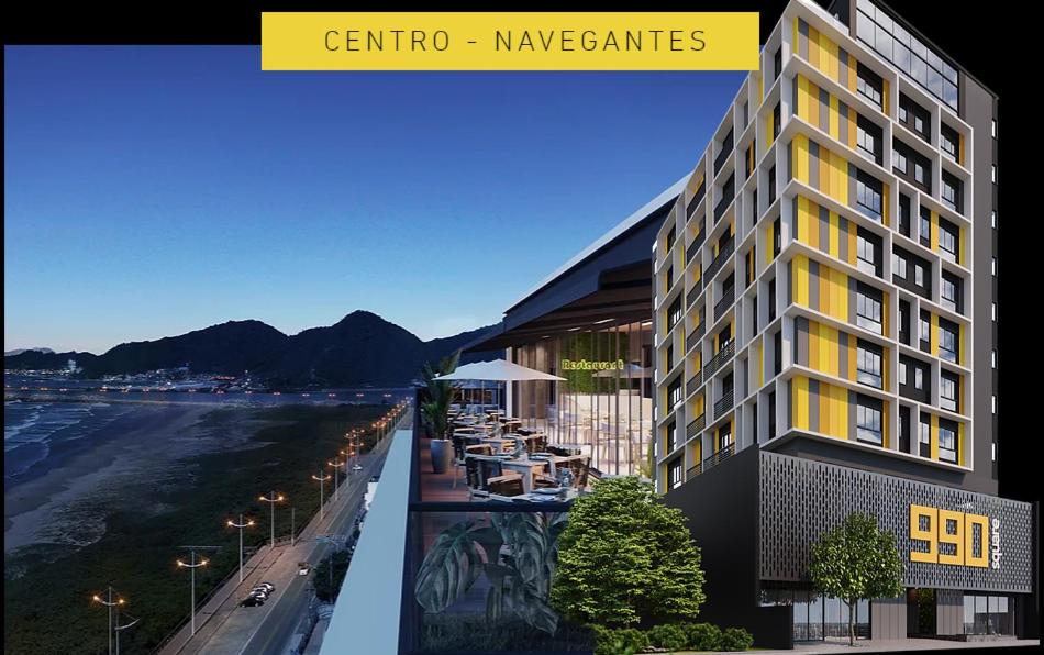 a rendering of a hotel with a view of the ocean at Apto Studio Square 990 - Vista Mar in Navegantes