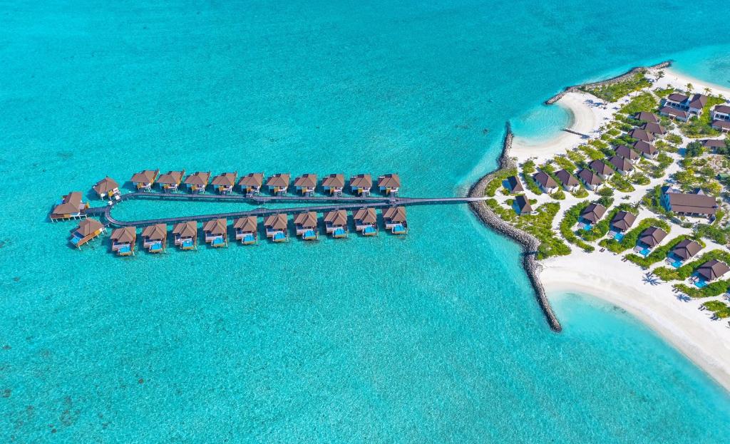 an aerial view of a resort in the ocean at VARU by Atmosphere - Premium All Inclusive with Free Transfers in North Male Atoll