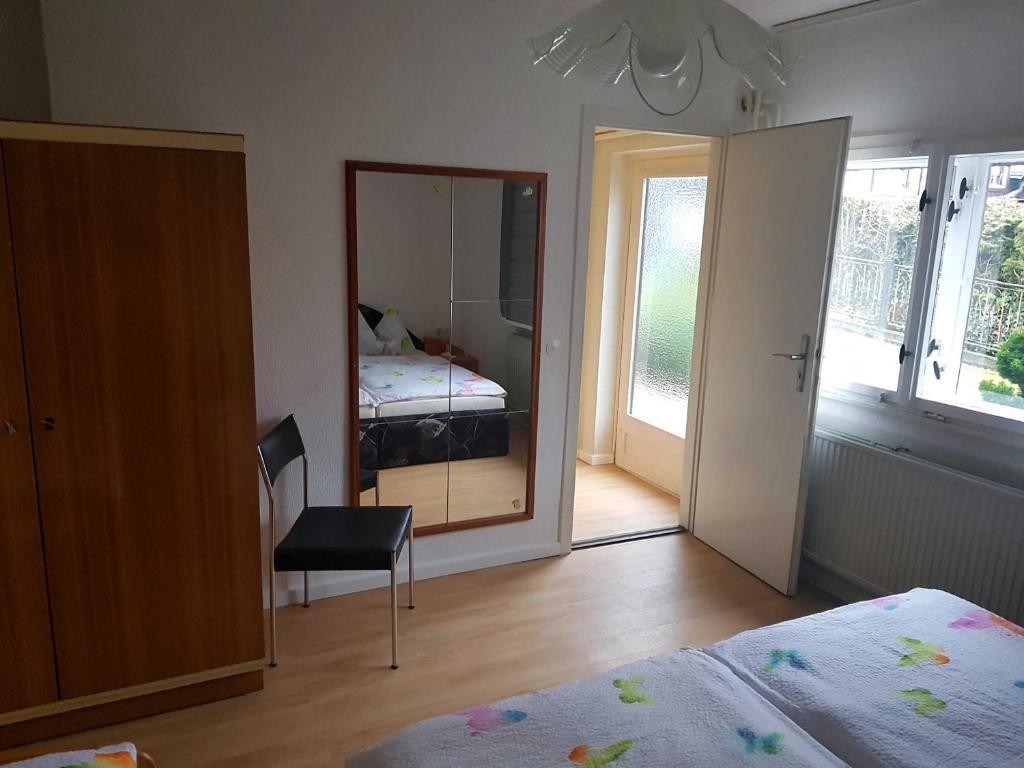 Postel nebo postele na pokoji v ubytování Bungalow Weidling