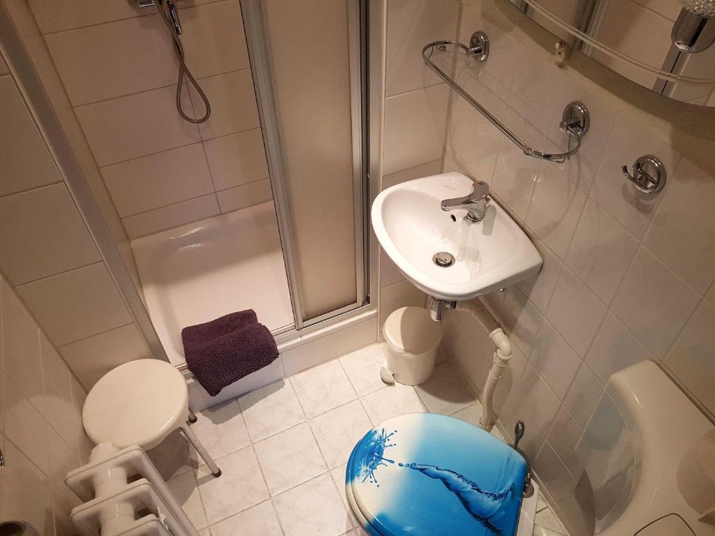Koupelna v ubytování Bungalow Weidling