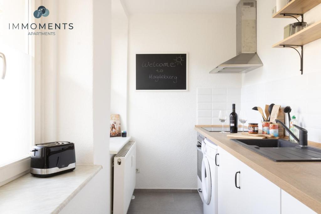 Kuchyň nebo kuchyňský kout v ubytování Appartement mit Netflix, Boxspringbett & Terrasse WE 17