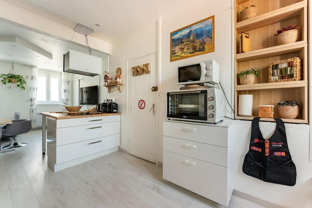 Kuchyňa alebo kuchynka v ubytovaní Casa Inca Calais - Duplex Soleil Latino - Parking Free, Station