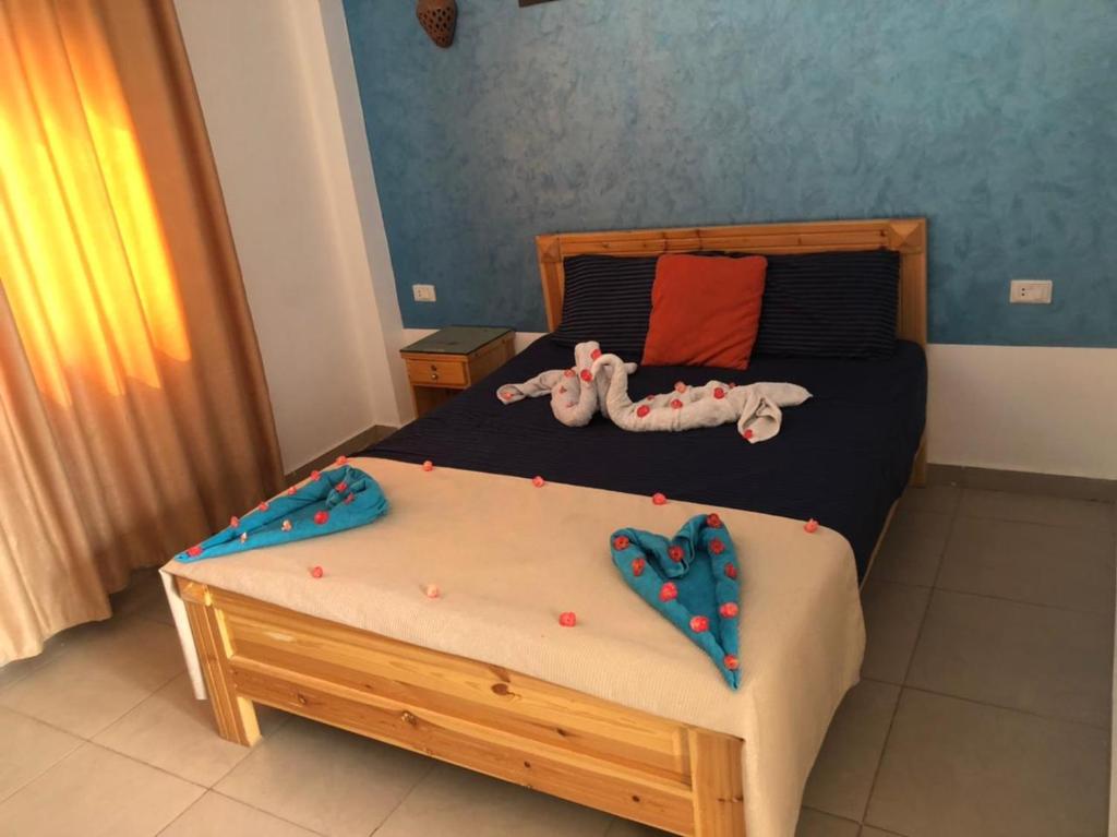 Postel nebo postele na pokoji v ubytování Dahab Beach Lodge