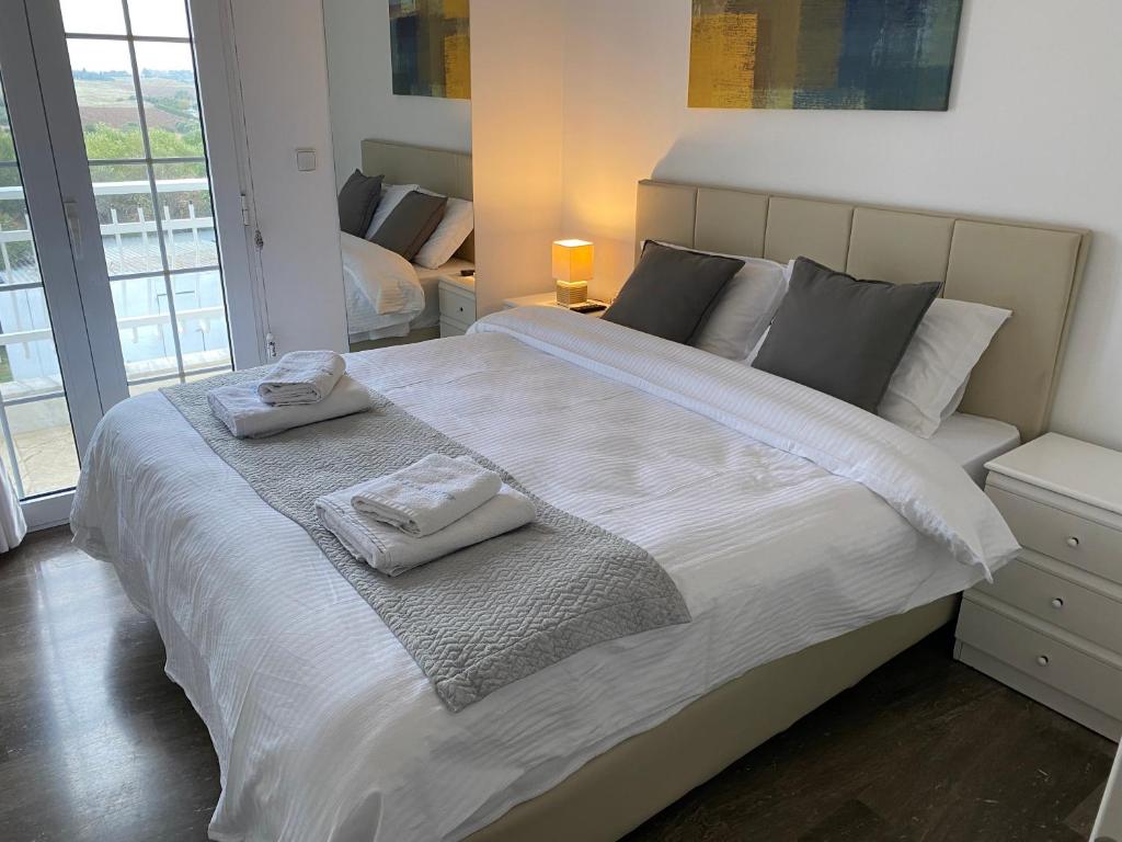 Łóżko lub łóżka w pokoju w obiekcie Villa Blue Apartments