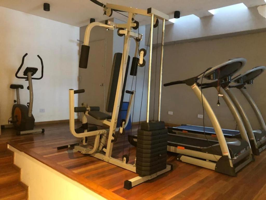 - une salle de sport avec plusieurs tapis de course dans l'établissement Palermo Tessa I Appartment, à Buenos Aires