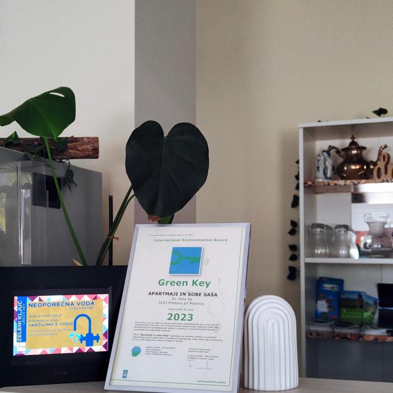 Certifikát, hodnocení, plakát nebo jiný dokument vystavený v ubytování Apartments & rooms Saša