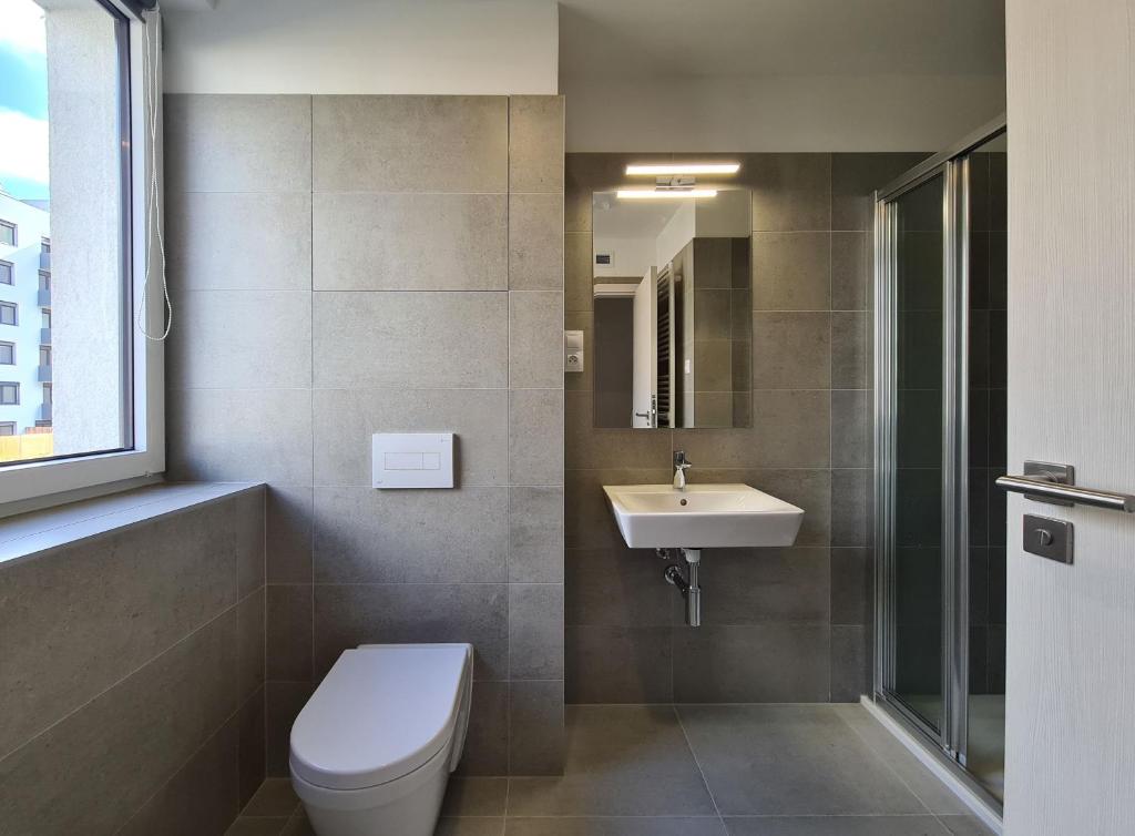 Łazienka w obiekcie Cozy and modern apartment near Brno city center
