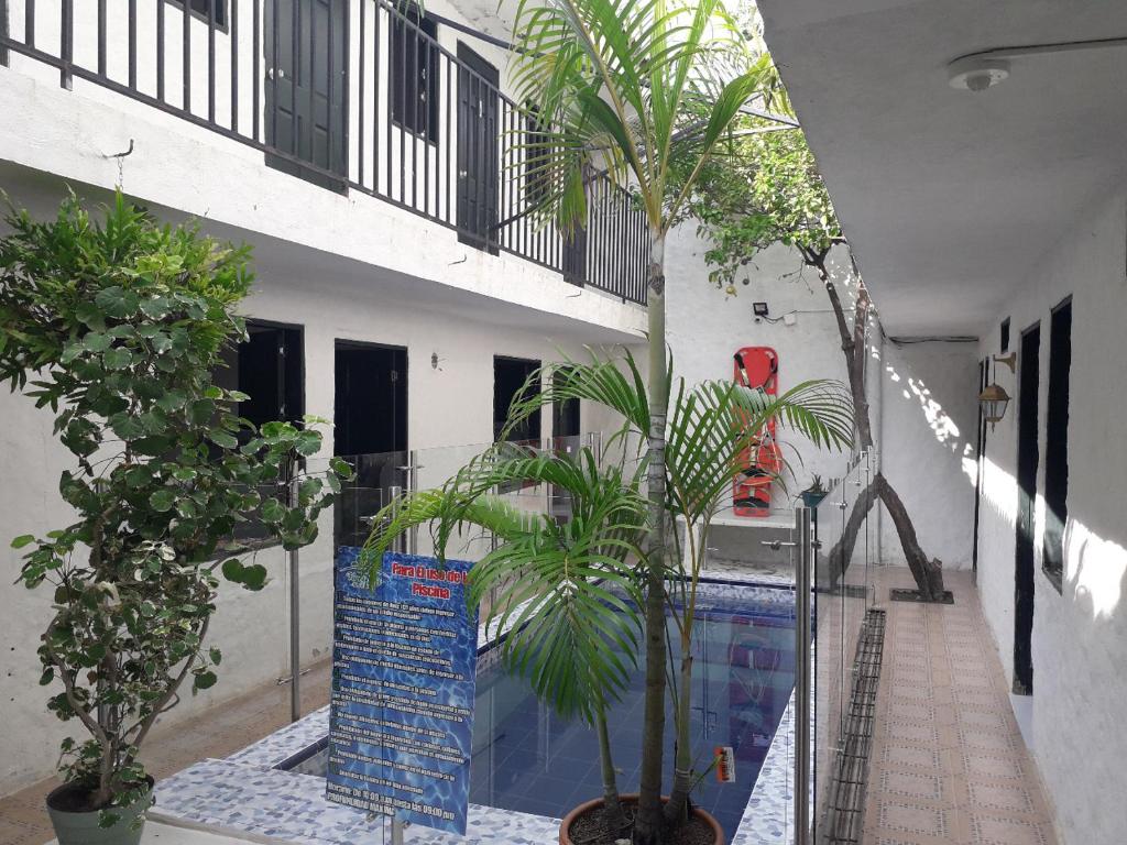 a house with a swimming pool and some plants at CASA FLOR DE LIZ in Villavieja