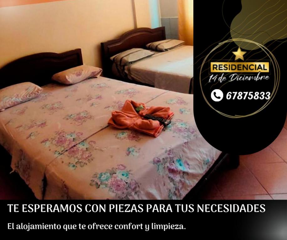 a poster for a hotel room with two beds at RESIDENCIAL 14 DE DICIEMBRE in Santa Cruz de la Sierra