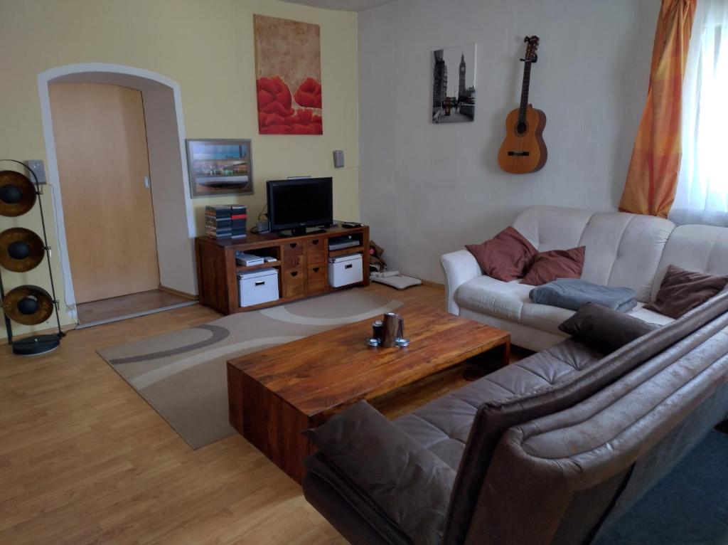 A television and/or entertainment centre at Villa Mountain View with waterbed