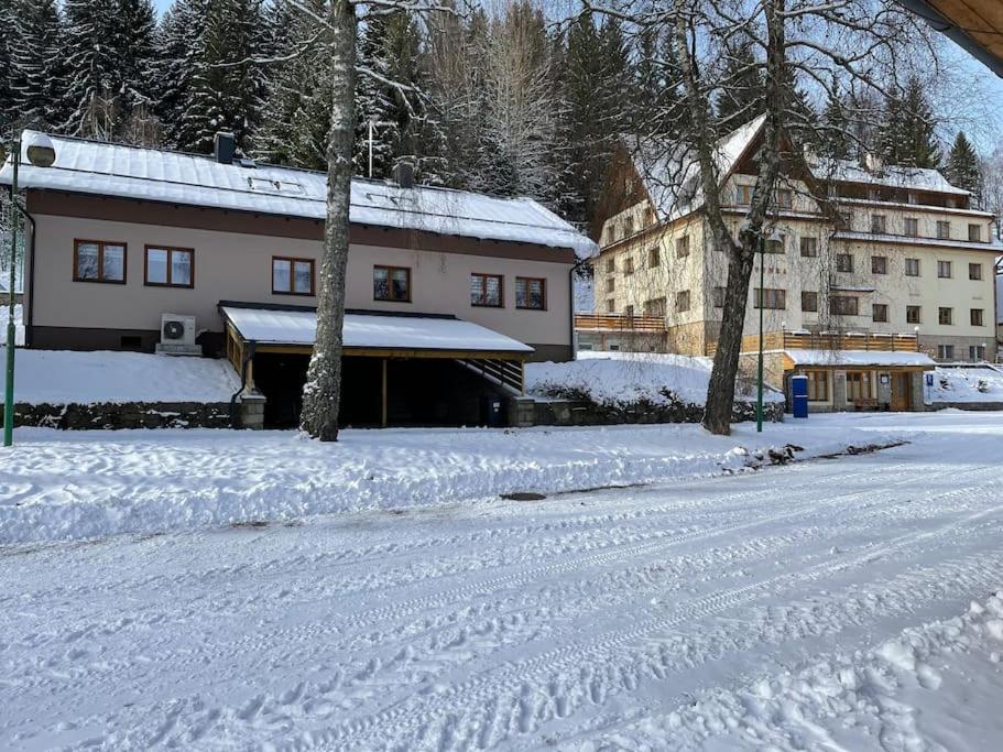 Srní-Modrý podkroví byt /dvojdomek u hotelu Vydra v zimě