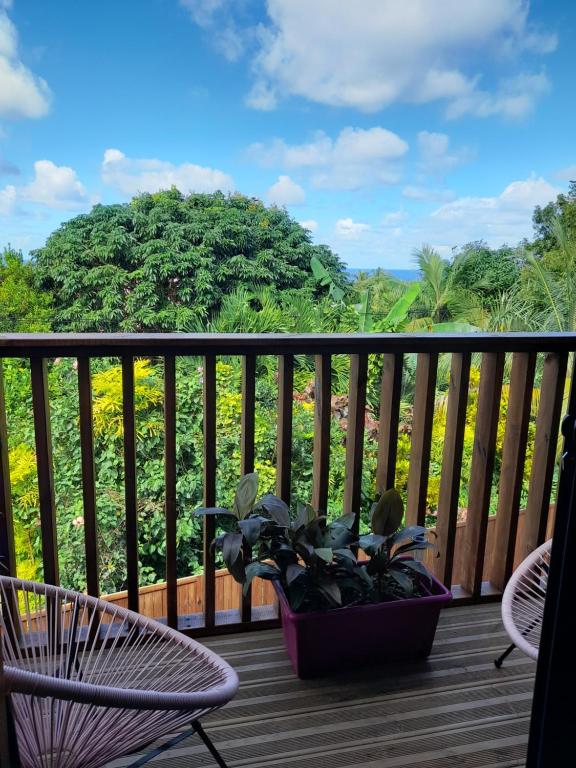 Balkón nebo terasa v ubytování Charmant chalet avec jacuzzi, L'île Ô Vert