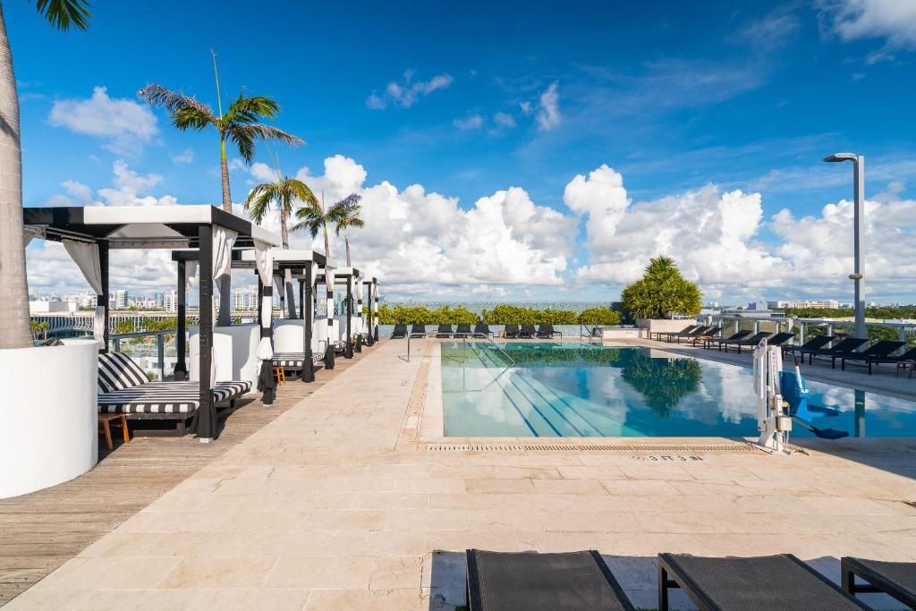 a swimming pool on the roof of a resort at South Beach Hotel in Miami Beach