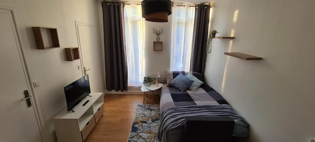 Televízia a/alebo spoločenská miestnosť v ubytovaní Cosy Studio au coeur de Rouen