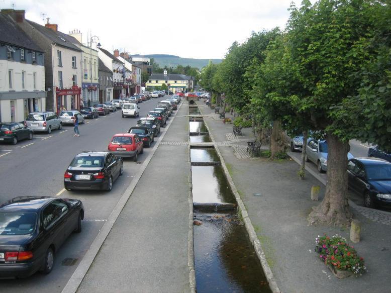 a street with cars parked on the side of the road at Mount Leinster View in Bunclody