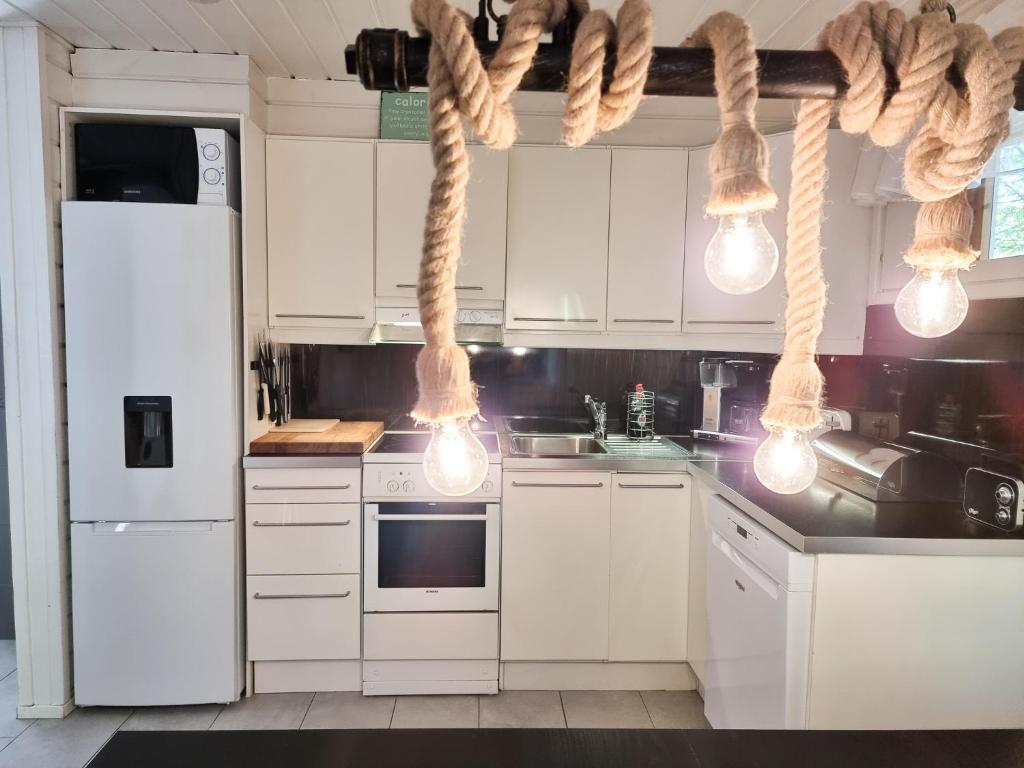Kuchyň nebo kuchyňský kout v ubytování Villa Lumi 10 henkilölle, Himos Länsihuippu