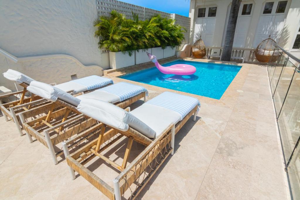 Bazén v ubytování Casa Diluca Cartagena Hotel Boutique nebo v jeho okolí