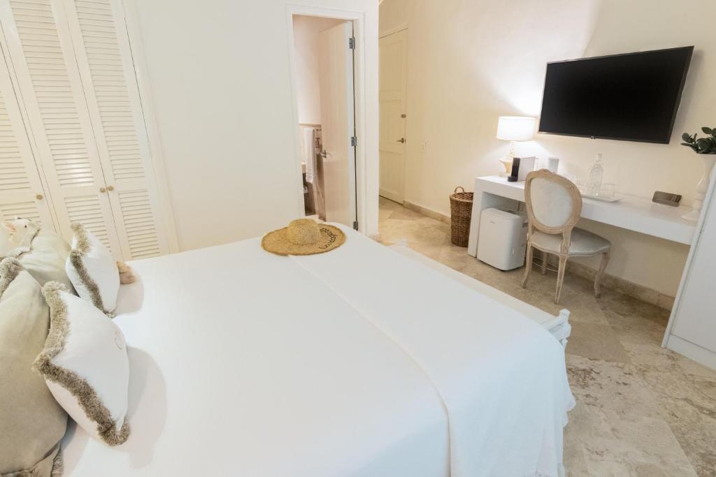 TV a/nebo společenská místnost v ubytování Casa Diluca Cartagena Hotel Boutique