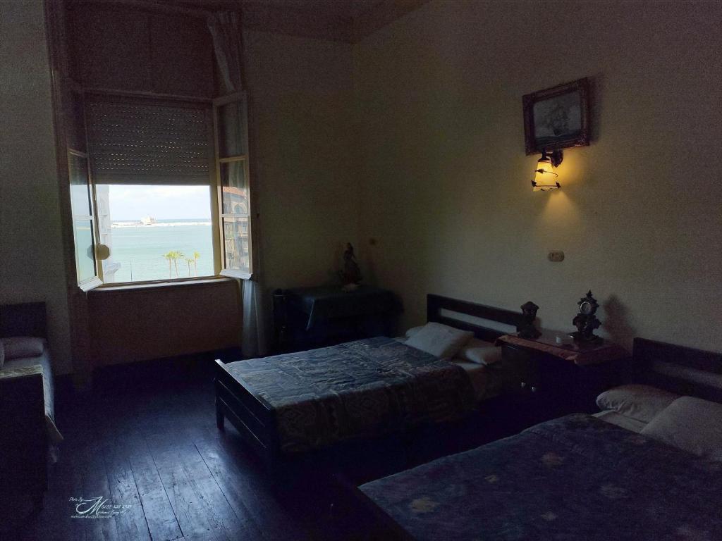 アレクサンドリアにあるClement's House Hostelのベッドルーム1室(ベッド2台、窓付)