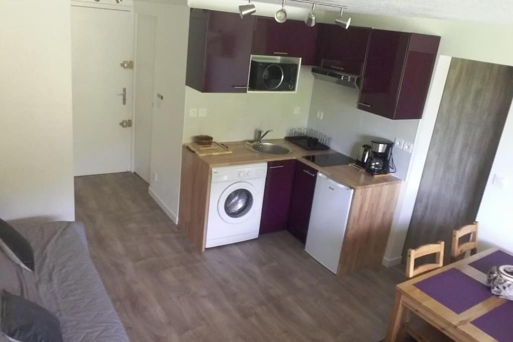 Kuchyňa alebo kuchynka v ubytovaní appartement avec balcon au Mont Dore