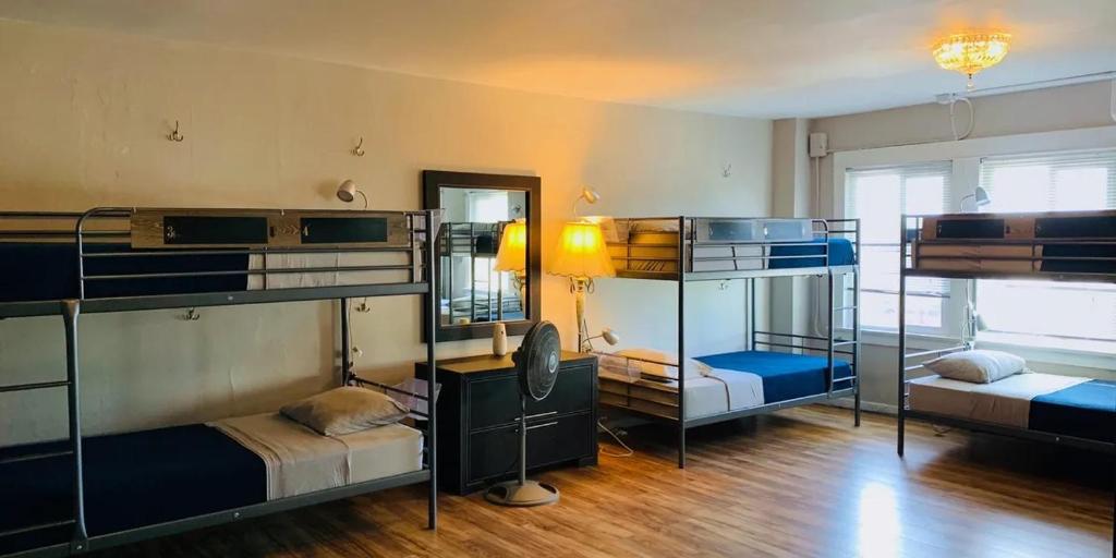 Ein Etagenbett oder Etagenbetten in einem Zimmer der Unterkunft Melrose Hostel