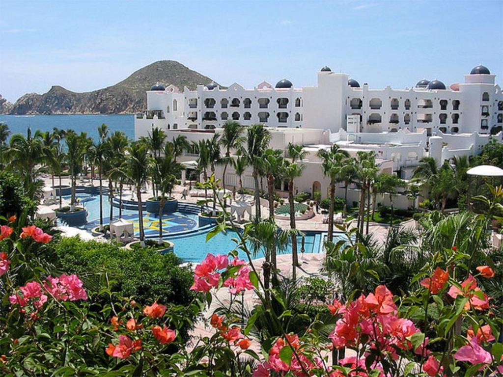 a view of the resort from the garden at Suites at Pueblo Bonito Rose' and Spa Cabo San Lucas in Cabo San Lucas