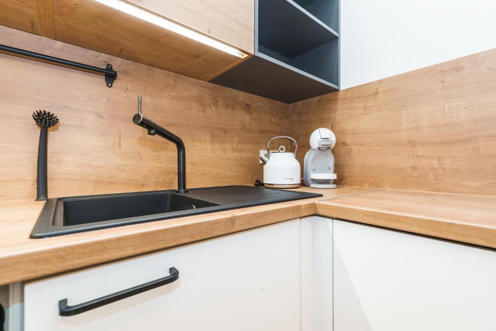 Kuchyň nebo kuchyňský kout v ubytování Apartmán SKI Plešivec