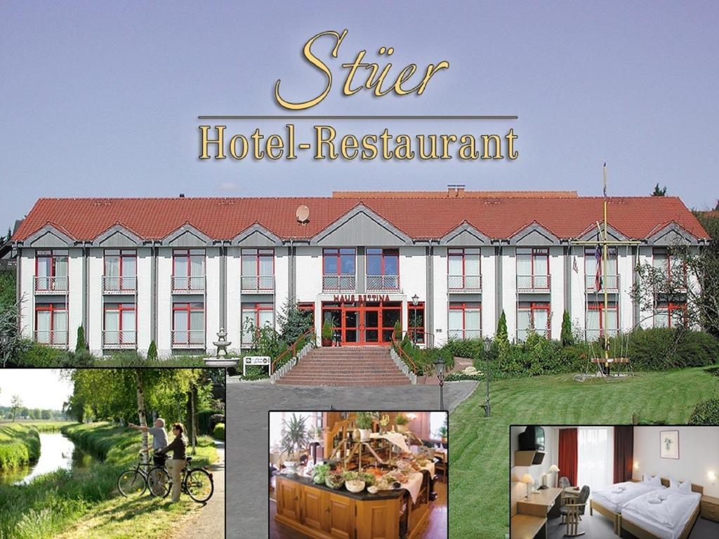 a collage of photos of a hotel restaurant at Landhotel Stüer in Altenberge