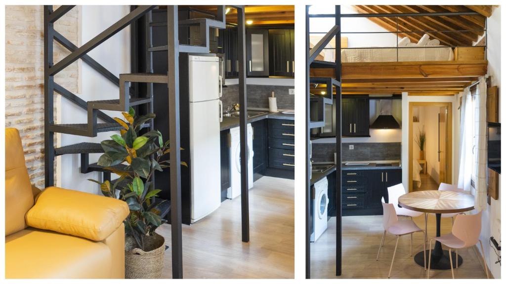 Kuchyň nebo kuchyňský kout v ubytování Madera y Piedra - Apartamentos Aloha Toledo