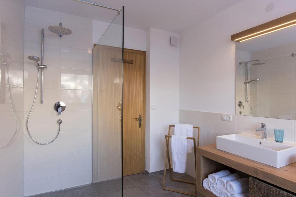 Koupelna v ubytování Ferienhaus Alpavera