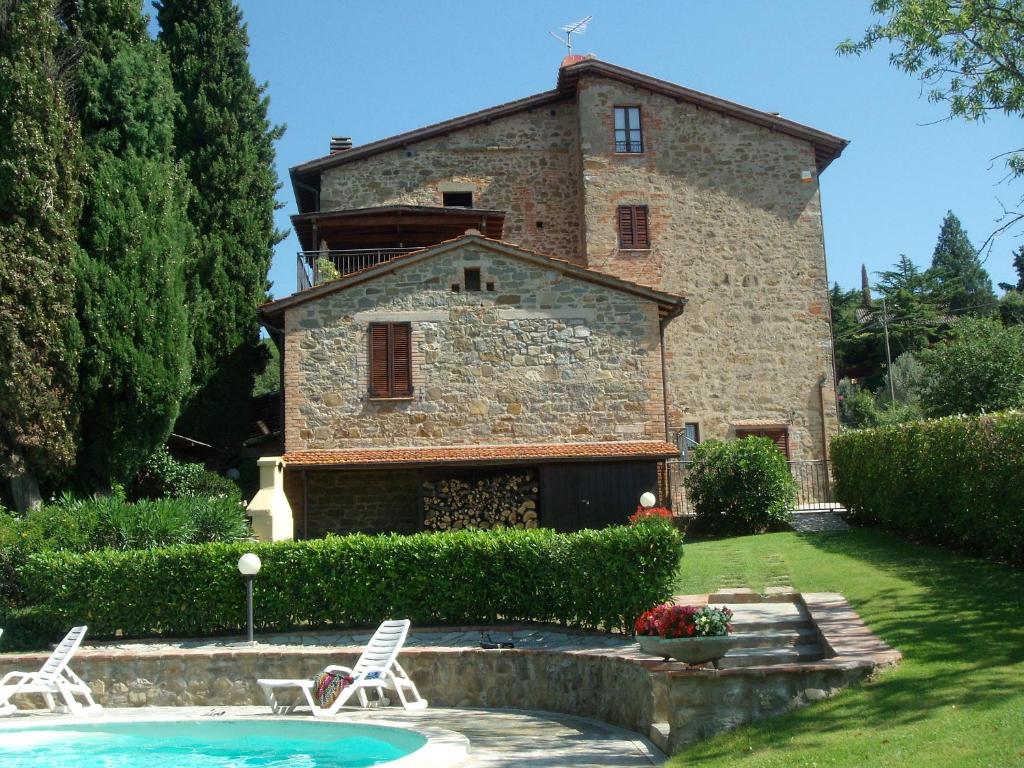 een huis met een zwembad ervoor bij Casa Fiore in Passignano sul Trasimeno