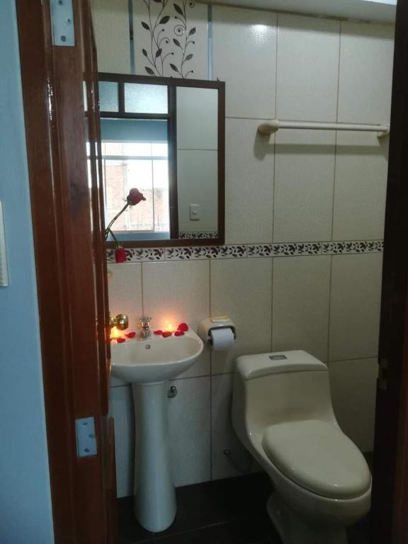 Koupelna v ubytování Hostal Capac