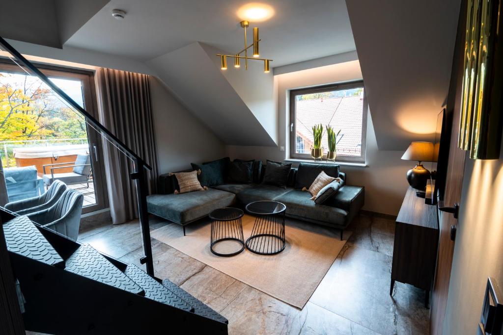 Posedenie v ubytovaní SZKLARSKA VIEW Luxury Apartment Jacuzzi