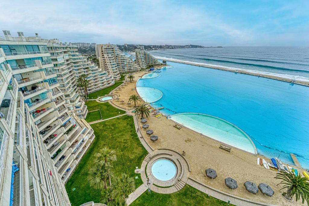 an aerial view of the beach and the ocean at Bay Dream 2B W/Wifi, Grill & View. in San Antonio