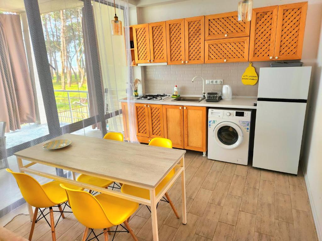 Kuchyň nebo kuchyňský kout v ubytování beachfront apartments ,,kapro-one,,