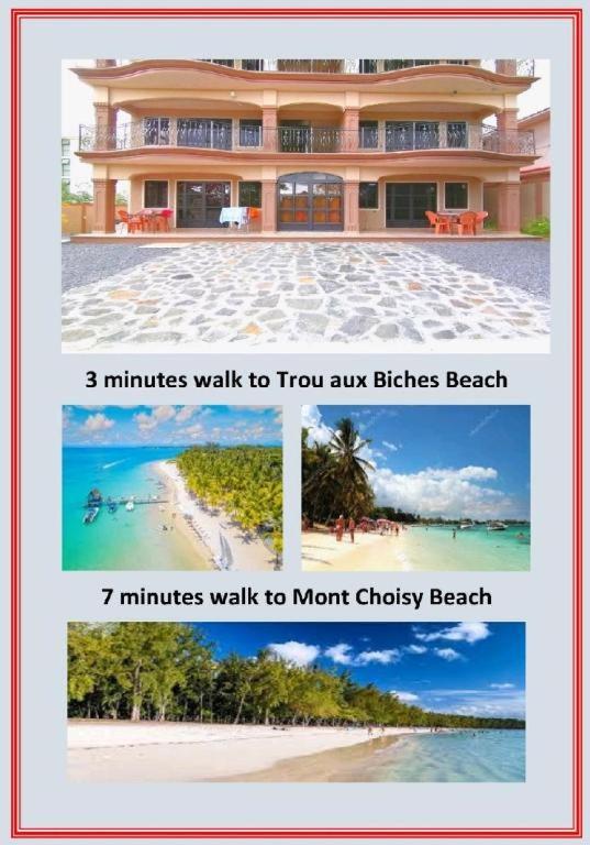 a collage of photos of a house on a beach at Sand Castle Villa in Mont Choisy