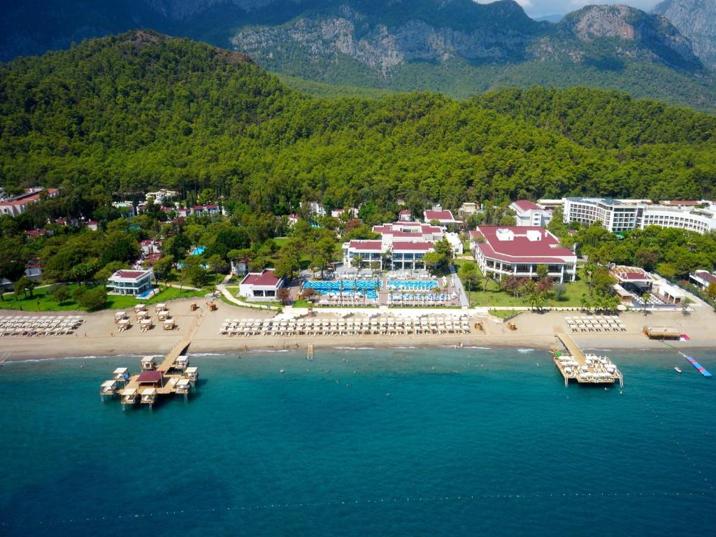 an aerial view of a beach with a resort at Sherwood Exclusive Kemer - Kids Concept in Kemer