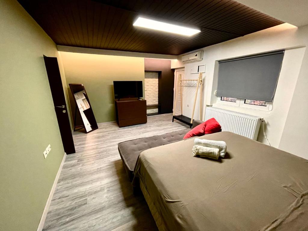 Кровать или кровати в номере Makri Sunrise Villa