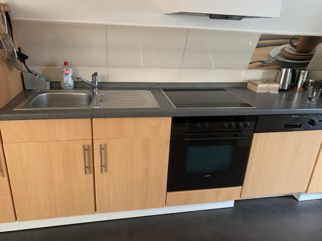 Kuchyň nebo kuchyňský kout v ubytování Ferienwohnung Lüttje Hörn