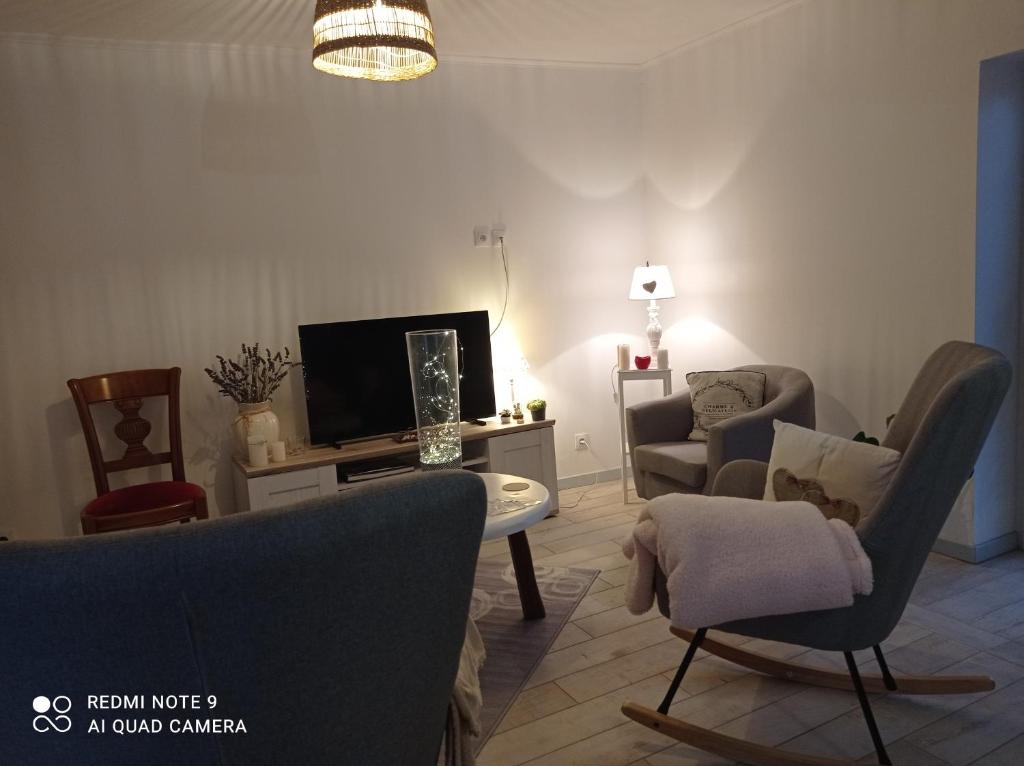 Telewizja i/lub zestaw kina domowego w obiekcie Gîte du roy