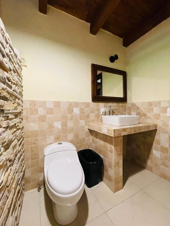 Koupelna v ubytování Cabaña La Esperanza