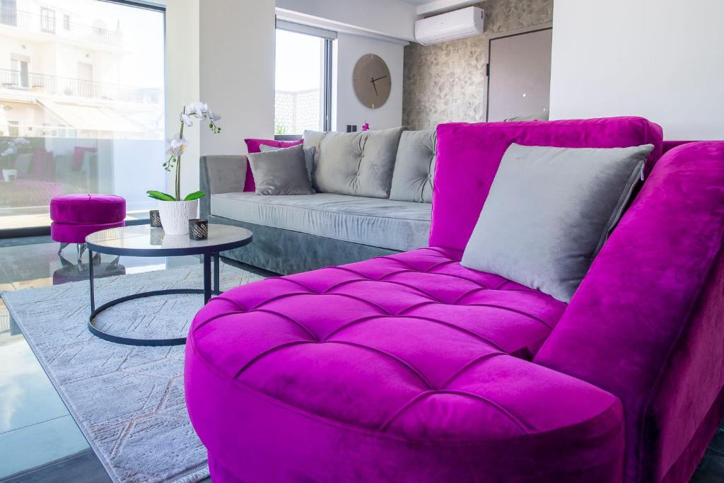 A seating area at Luxury Penthouse with Acropolis View and Jacuzzi